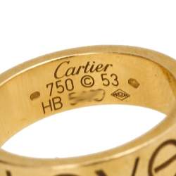 Pre Owned Cartier Love 18K Yellow Gold Band Ring Size 53