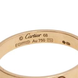Pre Owned  Cartier Love 18K Rose Gold Narrow Wedding Band Ring Size 68