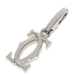 Pre Owned Cartier Double C 18K White Gold Charms and Pendants