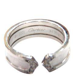 مملوكة مسبقًا Cartier Double C 18K White Gold Diamond Ring EU 54