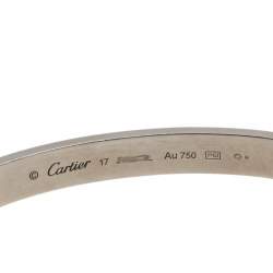 Pre Owned Cartier Love 18K White Gold Open Cuff Bracelet 17