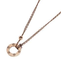 Pre Owned Cartier Love Diamond 18K Rose Gold Pendant Necklace