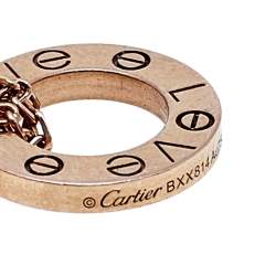 Pre Owned Cartier Love Diamond 18K Rose Gold Pendant Necklace