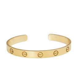 Pre Owned Cartier Love 18K Yellow Gold Open Cuff Bracelet 16