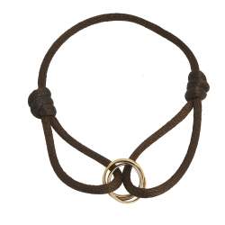 Pre Owned Cartier Trinity De Cartier 18k Three Tone Gold Adjustable Brown Cord Bracelet