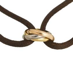 Pre Owned سوار كارتييه ترينيتي دو كارتييه ذهب ثلاثي اللون عيار 18 بحبل بني قابل للضبط 