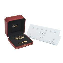 Cartier Love 18k Yellow Gold Bracelet Size 17
