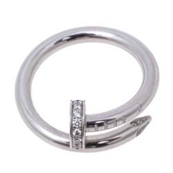 Pre Owned Cartier Juste Un Clou  Diamond 18k White Gold Ring Size 53