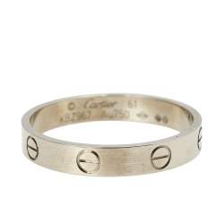 Pre Owned Cartier Love 18k White Gold Narrow Wedding Band Ring Size 61