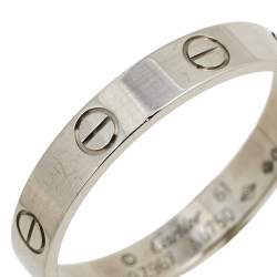 Pre Owned Cartier Love 18k White Gold Narrow Wedding Band Ring Size 61