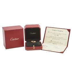 مملوكة مسبقًا Cartier Love 2 Diamond 4 Pink Sapphire 18K Rose Gold Double Band Ring Size 51