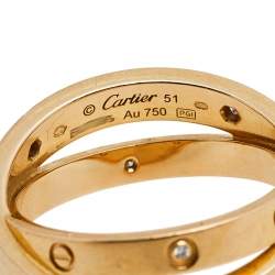 مملوكة مسبقًا Cartier Love 2 Diamond 4 Pink Sapphire 18K Rose Gold Double Band Ring Size 51