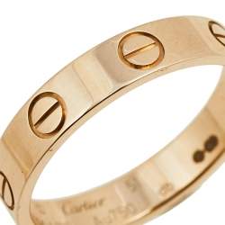 Pre Owned Cartier Love 18k Rose Gold Narrow Wedding Band Ring Size 51