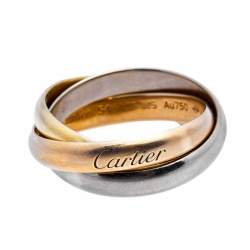Pre Owned Cartier Trinity Classic 18K Three Tone Gold Rolling Ring 54