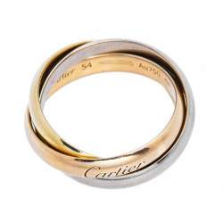 Pre Owned Cartier Trinity Classic 18K Three Tone Gold Rolling Ring 54