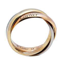 Pre Owned Cartier Trinity Classic 18K Three Tone Gold Rolling Ring 54