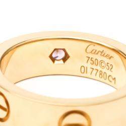 Pre Owned Cartier Love 18K Rose Gold Sappire Ring EU 52