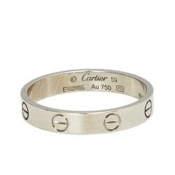 Pre Owned Cartier Love 18K White Gold Narrow Wedding Band Ring Size 59