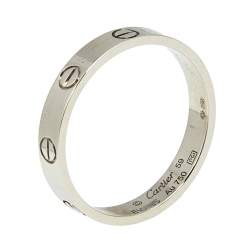 Pre Owned Cartier Love 18K White Gold Narrow Wedding Band Ring Size 59