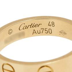 Pre Owned  Cartier Love 18K Yellow Gold Narrow Wedding Band Ring Size 48