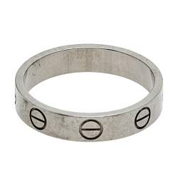مملوكة مسبقًا خاتم زواج كارتييه لوف ذهب أبيض عيار 18 رفيع مقاس 50