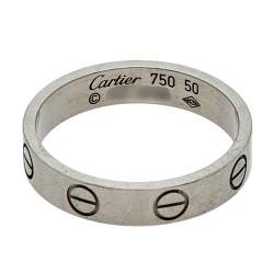 مملوكة مسبقًا خاتم زواج كارتييه لوف ذهب أبيض عيار 18 رفيع مقاس 50