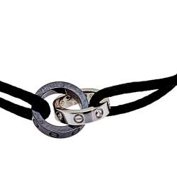 مملوكة مسبقًا Cartier Love Diamond Ceramic 18K White Gold Adjustable Cord Bracelet 