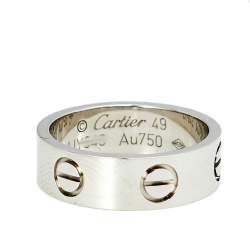 Pre Owned Cartier Love 18K White Gold Band Ring Size 49