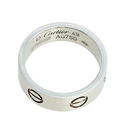 Pre Owned Cartier Love 18K White Gold Band Ring Size 49