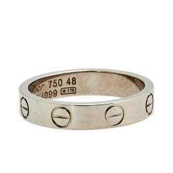 مملوكة مسبقًا Cartier Love 18k White Gold Narrow Wedding Band Ring Size 48