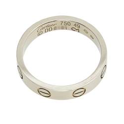 Pre Owned Cartier Love 18k White Gold Narrow Wedding Band Ring Size 49