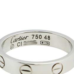 مملوكة مسبقًا Cartier Love 18k White Gold Narrow Wedding Band Ring Size 48