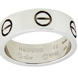 Pre Owned Cartier Love 18K White Gold Ring Size 48