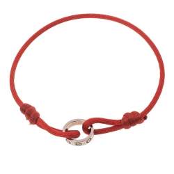 Pre Owned Cartier Love 18K White Gold Red Adjustable Cord Bracelet
