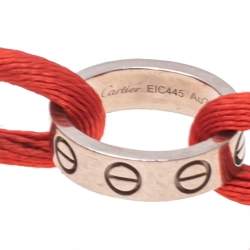 Pre Owned Cartier Love 18K White Gold Red Adjustable Cord Bracelet