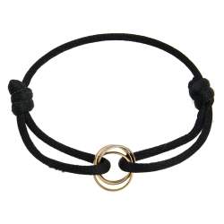 Pre Owned Cartier Trinity de Cartier 18k Three Tone Gold Black Adjustable Cord Bracelet