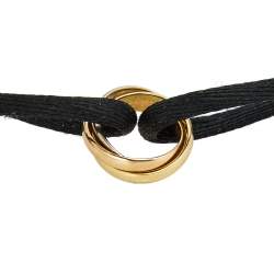 Pre Owned سوار كارتييه ترينيتي حبل أسود قابل للضبط وذهب ثلاثي اللون عيار 18