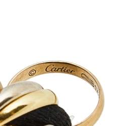 Pre Owned سوار كارتييه ترينيتي حبل أسود قابل للضبط وذهب ثلاثي اللون عيار 18