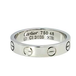 Pre Owned Cartier Love 18k White Gold Narrow Wedding Band Ring Size 48