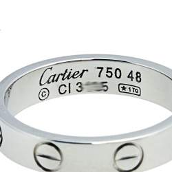 Pre Owned Cartier Love 18k White Gold Narrow Wedding Band Ring Size 48
