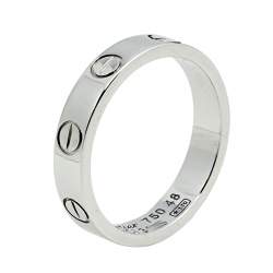 Pre Owned Cartier Love 18k White Gold Narrow Wedding Band Ring Size 48