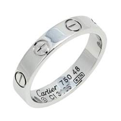 Pre Owned Cartier Love 18k White Gold Narrow Wedding Band Ring Size 48