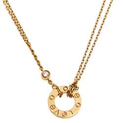 Pre Owned Cartier Love Diamond 18k Rose Gold Necklace