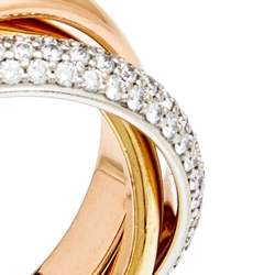 Pre Owned Cartier Trinity De Cartier Diamond 18k Three Tone Gold Rolling Ring Size 47
