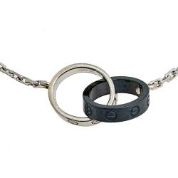 Pre Owned Cartier Love Interlocking Loop Black Ceramic 18k White Gold Bracelet