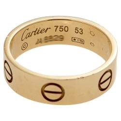 Pre Owned Cartier Love 18k Yellow Gold Band Ring Size 53