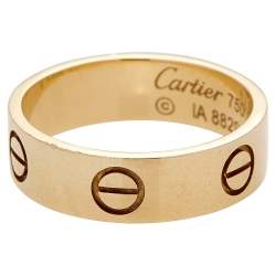 Pre Owned Cartier Love 18k Yellow Gold Band Ring Size 53
