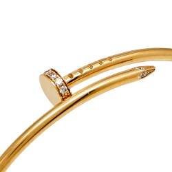 Pre Owned Cartier Juste Un Clou Diamonds 18k Yellow Gold Bracelet 18