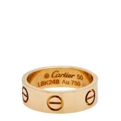 مملوكة مسبقًا Cartier Love 18k Yellow Gold Band Ring Size 50