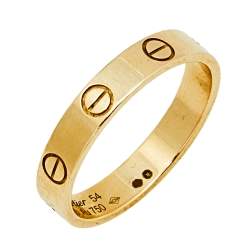 Pre Owned Cartier Love 18k Yellow Gold Narrow Wedding Band Ring Size 54